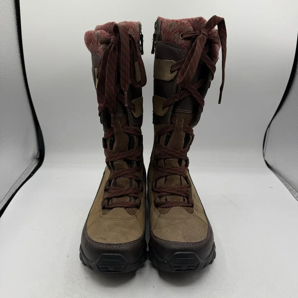 Merrell Polarand Rove Peak Winter Boots Women Sz 8 Brown Leather Waterproof Tall